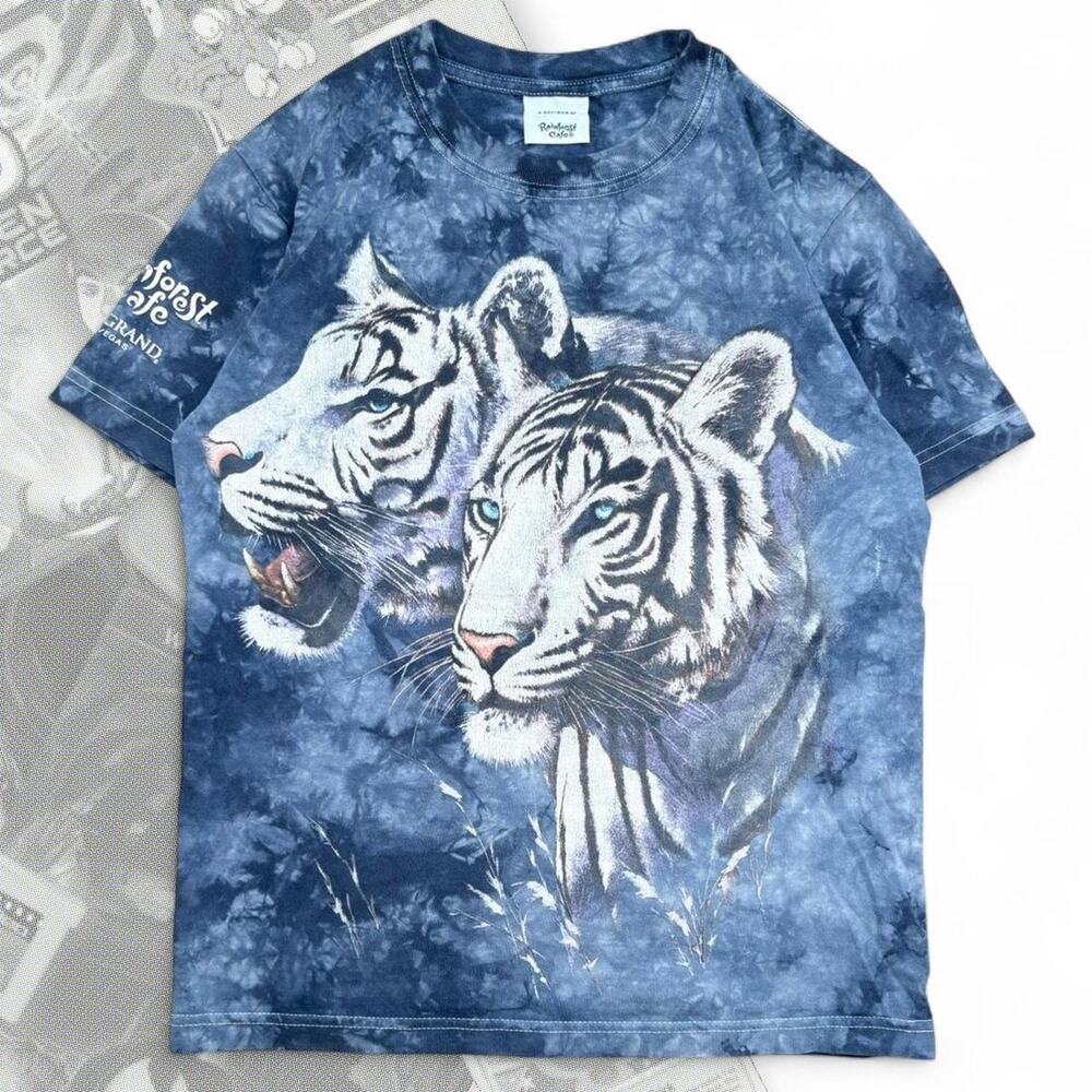 Blue vintage 90s tie dye‎ rainforest